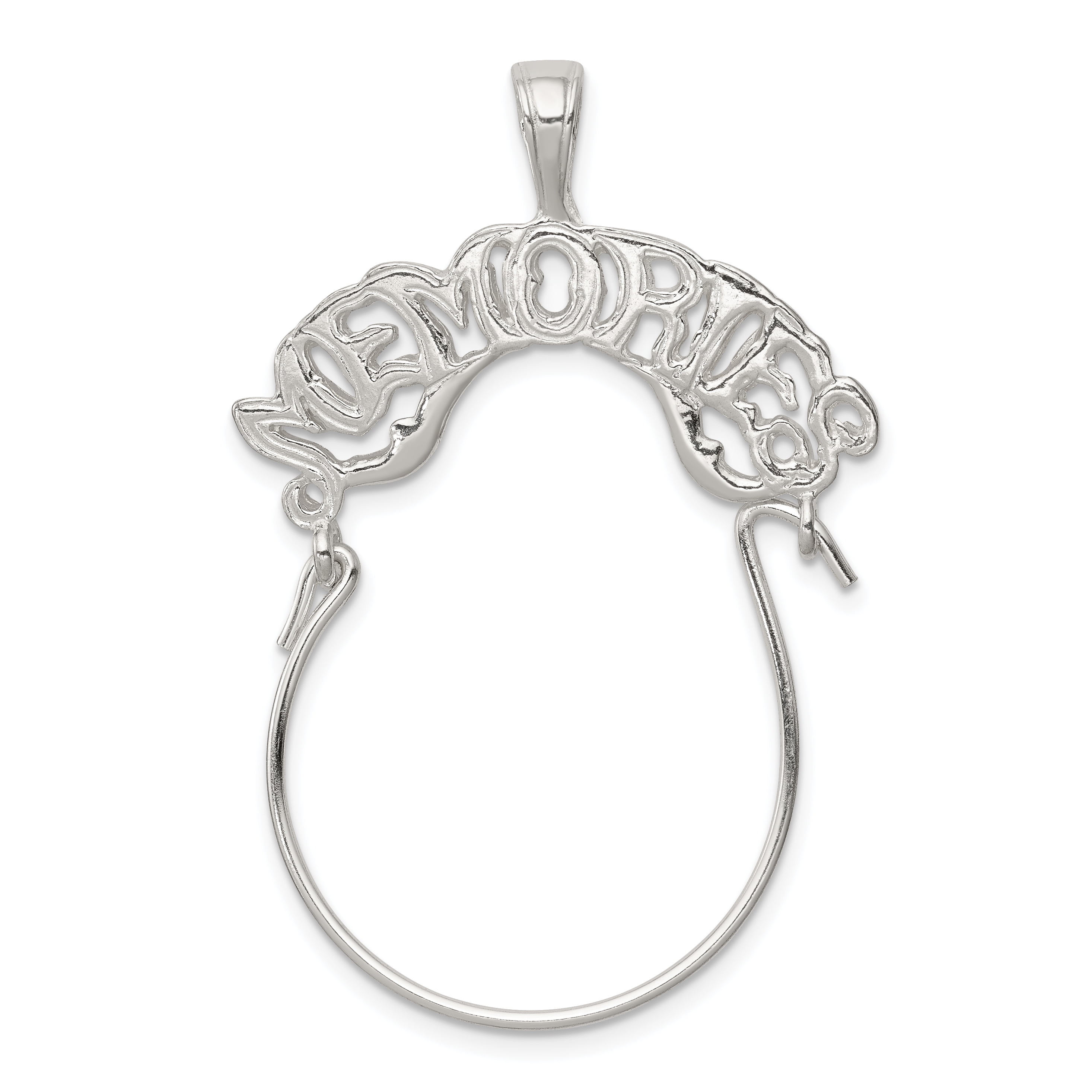 925 Sterling Silver Memories Charm Holder Necklace Pendant Fine Jewelry
