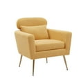 thumbnail image 5 of 29.5"W Accent Chair, Modern Boucle Accent Chair Armchair, Upholstered Reading Chair, Single Sofa Leisure Club Chair with Gold Metal Leg and Throw Pillow for Living Room Bedroom Dorm, Yellow, 5 of 7