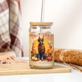 thumbnail image 3 of Happy Thanksgiving Doberman Pinscher Give Thanks Fall Beanie Scarf Welcome 16oz Glass Cup Mug Doberman Dog Lover Gifts Glass Can with Bamboo Lid and Straw - 00020, 3 of 5