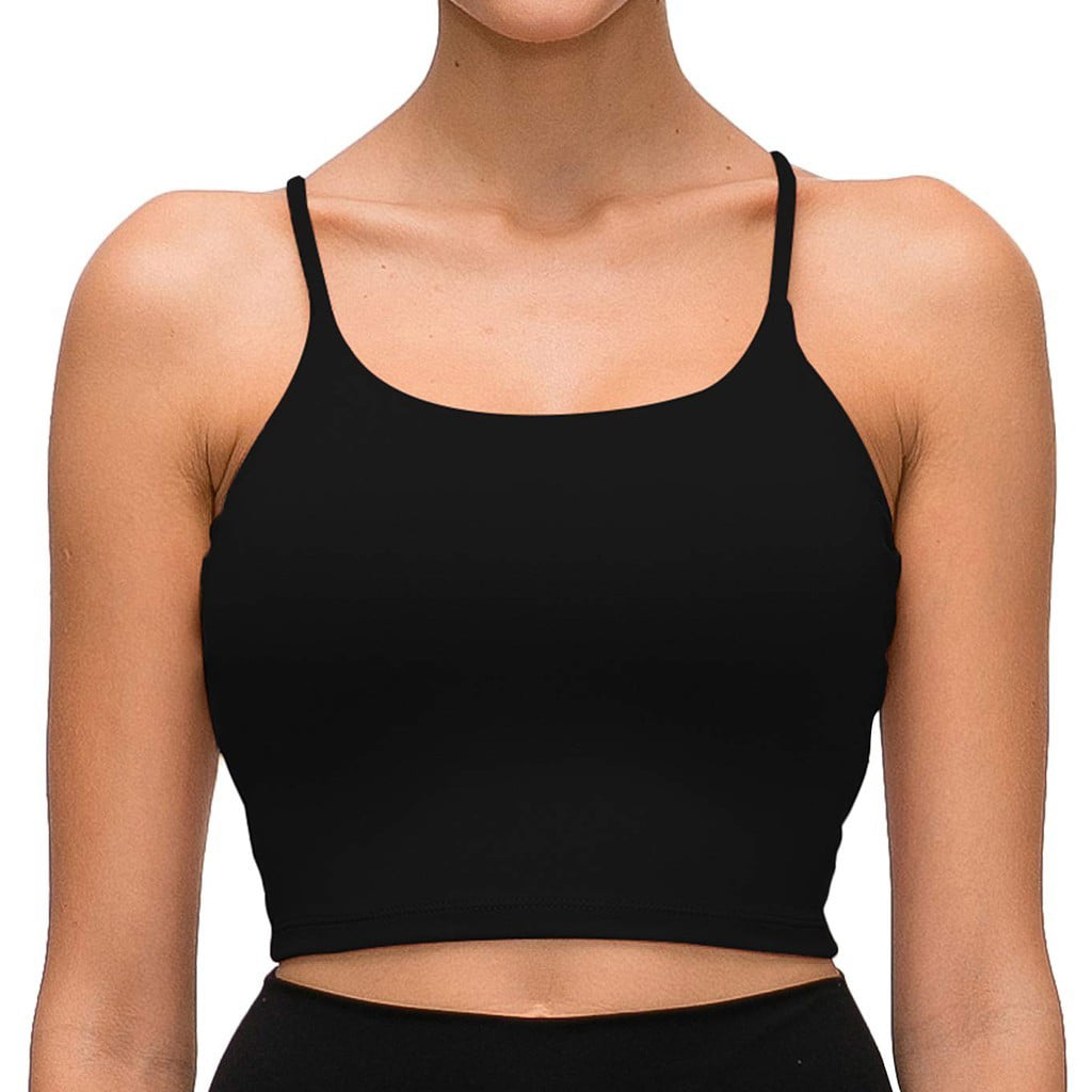 AIEOE Sports Bra for Women Wirefree Spaghetti Strap Criss Cross Back  Workout Bras with Removable Cups Yoga Crop Top Black S : :  Clothing, Shoes & Accessories