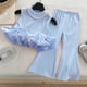 thumbnail image 4 of Dos Piezas de Conjunto de Pantalones Cortos para Niñas sin Mangas Empalme Camiseta con Pantalones de Estiramiento, Traje de Moda de Moda para Niños Pequeños Uso Diario de Verano, 4 of 6
