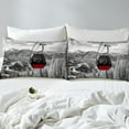 thumbnail image 3 of 3D Cable Car Bedding Set,Mountain Pine Tree Jungle Duvet Cover Set Adult Room Decor,Winter Skiing Sports Comforter Cover Modern Dark Grey,1 Pillowcase（No Comforter）, 3 of 6