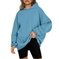 thumbnail image 3 of QUYUON Hooded Sweatshirts for Women Loose Fit Hoodies Pullover Tops Long Sleeve Crew Neck Oversized Sweatshirt Winter Sweater Coat Casual Fall Sweatshirts Hoodies Shirts Light Blue M, 3 of 7