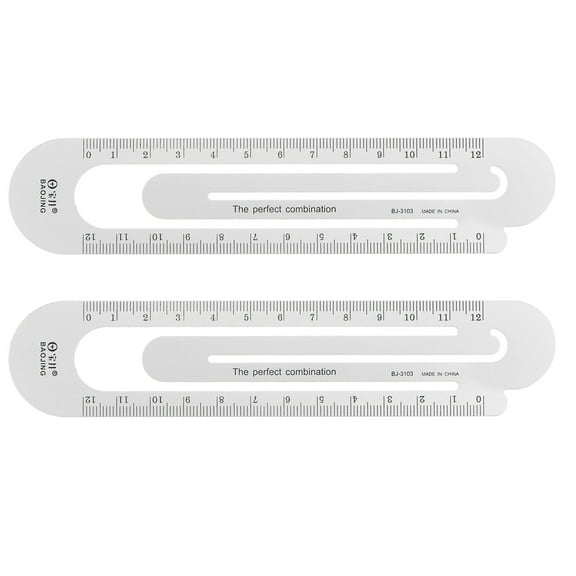 Straight Ruler 12cm Metric Bookmark Clip Ruler Silver Tone, 2 Pieces