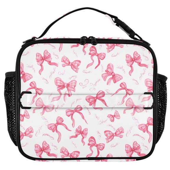 ALAZA Pink Bows Insulated Lunch Box Lunch Bag Cooler Tote with Shoulder Strap