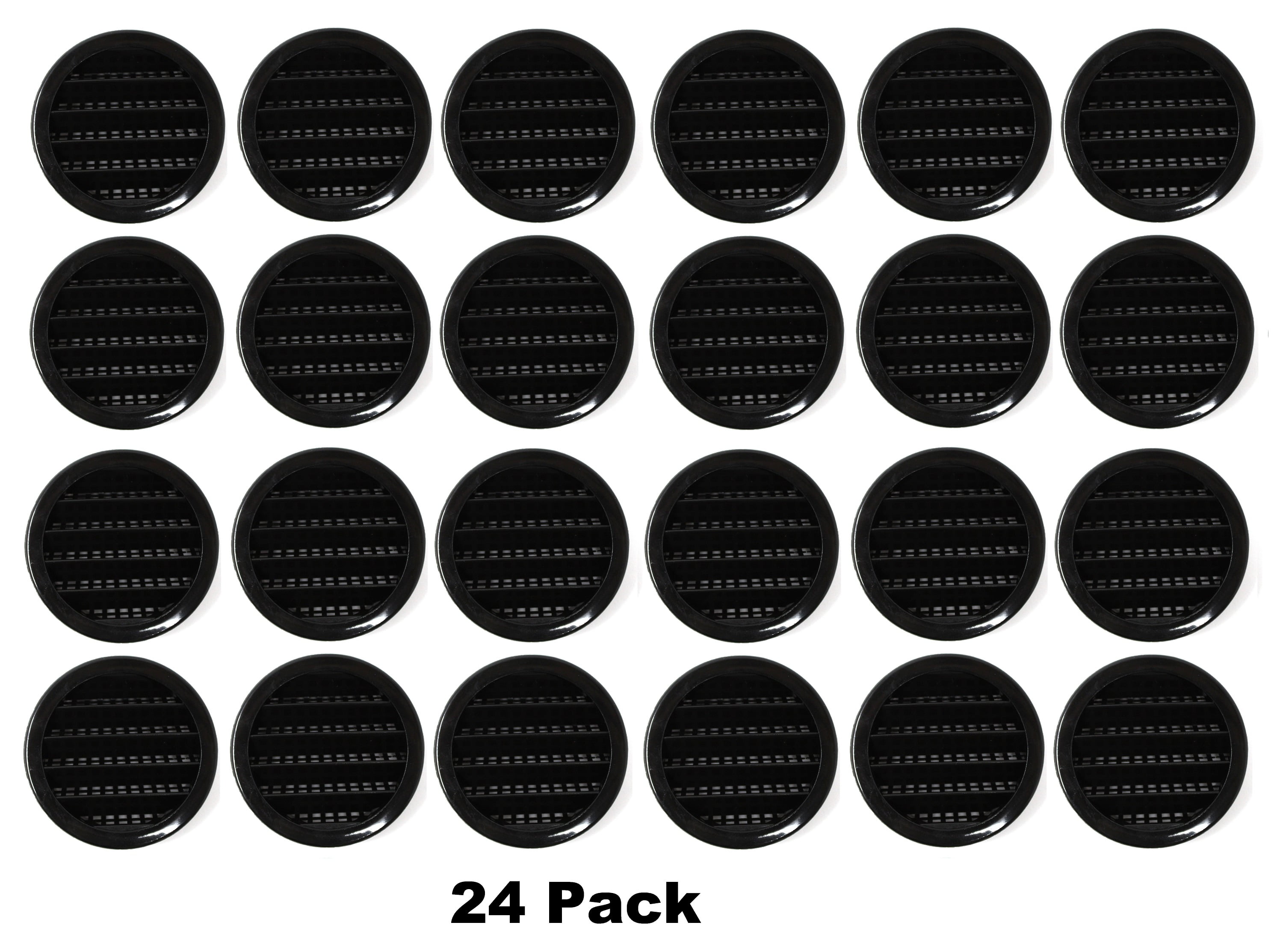 24 Pack 2" Black Round Plastic Louver Soffit Air Vent