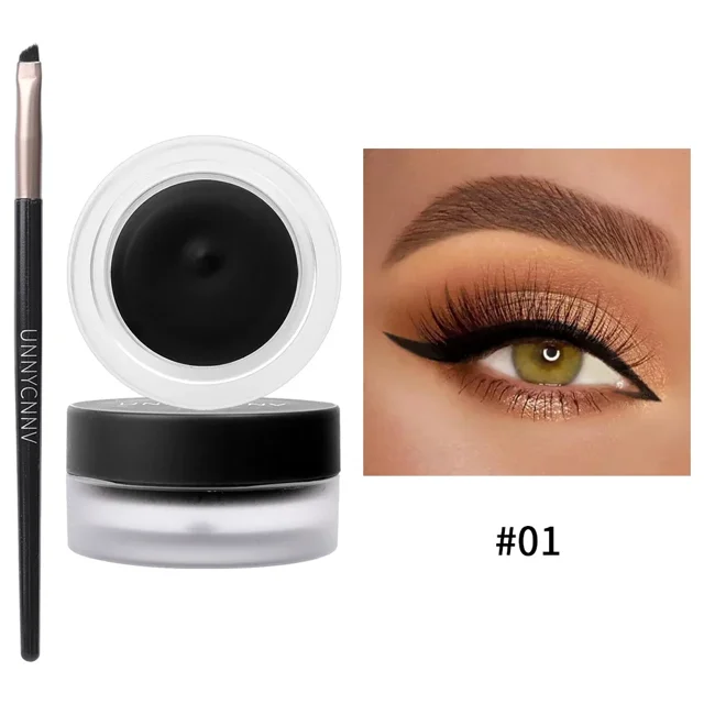 Crema de Gel delineador de ojos negro y marrón, resistente al agua, a prueba de manchas, de larga duración, 2 en 1, pomada delineadora de ojos altamente teñida para maquillaje de sombra de ojos( B01