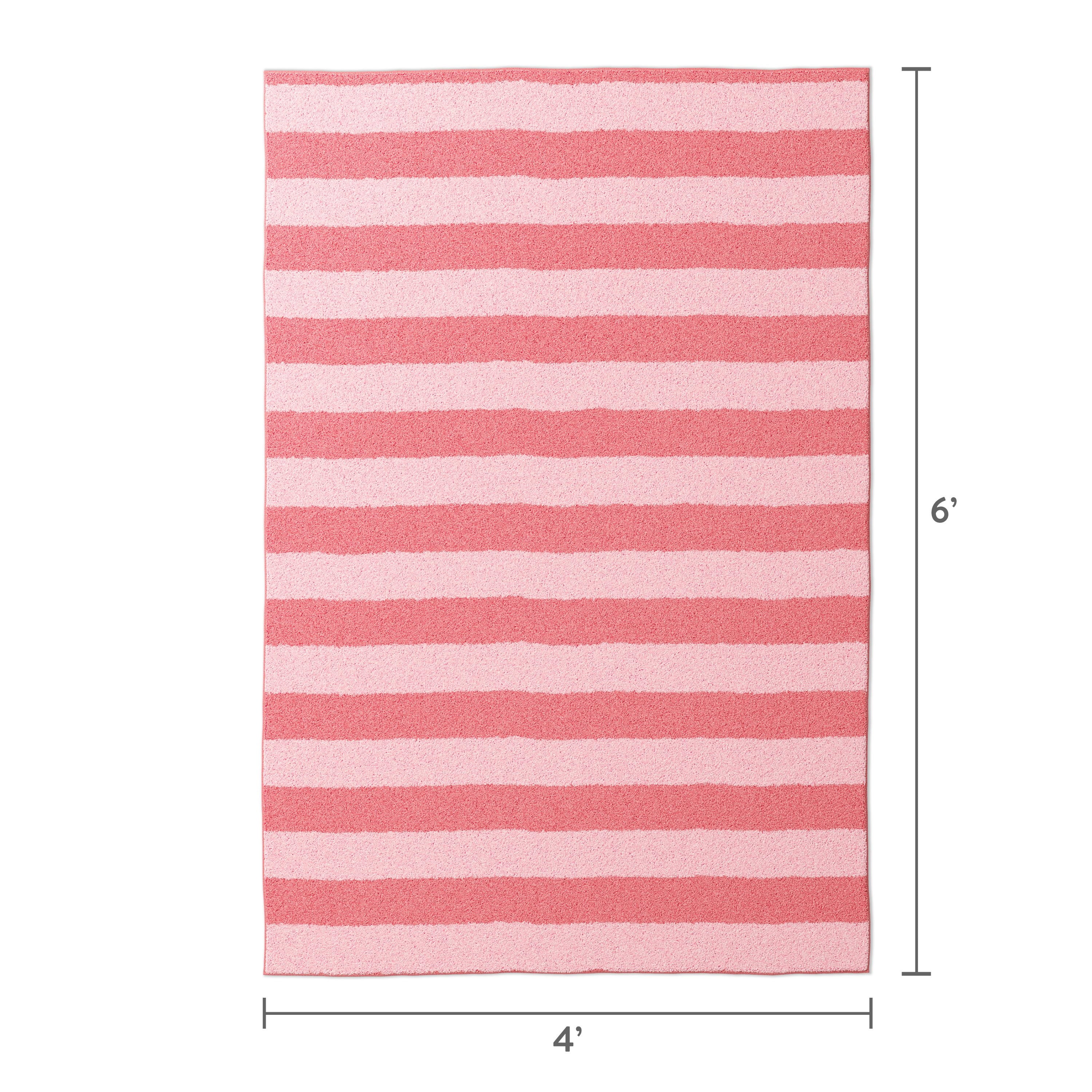 Mainstays Kids Tufted Pink Stripe Washable Area Rug, 4' x 6'