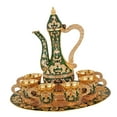 thumbnail image 4 of European Set Metal Glass Jug Set Serveware Antique Turkish Set Vintage Aureate Green, 4 of 9