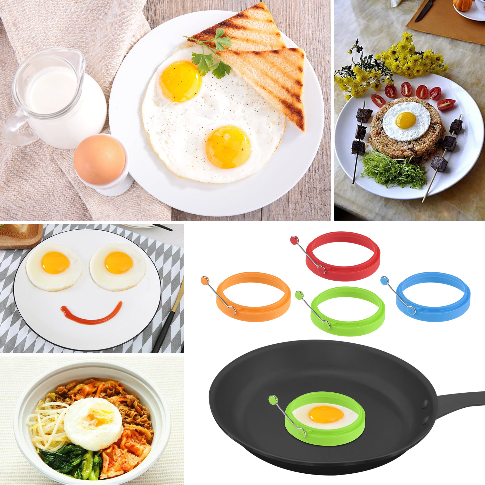 choyaxo 4 Pack Nonstick Egg Rings Stainless Steel Fried Egg Ring Griddle  with Orange Silicone Handle Professional Egg Patty Maker for Breakfast  Burger