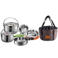 thumbnail image 2 of CAMPINGMOON 13PCS Stainless Steel Outdoor Camping Nesting Mess Kit Cookware Set Pots Pans with Storage Carrying Bag MC210, 2 of 4