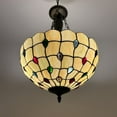 thumbnail image 7 of Tiffany Pendant Lights Ceiling Light Glod Stained Glass Crystal Beans LED Bulbs Included for Dining Room Living Room 16"W*16"D*60"H, 7 of 7