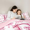 thumbnail image 5 of jejeloiu Chic Bow Ribbon Queen Comforter Set,Girls Pink Bowknot Bedding Sets,First Letter E Bedding Comforter Set For Girls,Super Cozy Room Decor Reversible,3pcs, 5 of 8