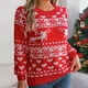 thumbnail image 1 of Suéter de cuello redondo para mujer, estampado navideño, cuello redondo, manga larga, suéter de punto, blusa para mujer, blusa de poliéster, 1 of 7