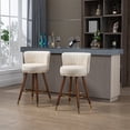 thumbnail image 3 of Counter Height Bar Stools Set of 2, Modern Upholstered Bar Chair with Backrest and Footrest, Kitchen Island Stools with Thick Seat Cushion for Cafe, Restaurant, Mall, Ivory, 3 of 7