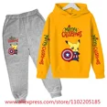 thumbnail image 3 of Christmas Hoodie Set Kids Clothes Girls Hooded Tracksuit Boys Santa Claus Sweatshirt 2pcs Children Stranger Things Clothing, 3 of 5