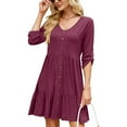 thumbnail image 2 of Clearance 2025! ZVNAΖH Womens T Shirt Dresses Knee Length Pleated Tiered Dress Summer Casual Button Down Flowy Dress, 2 of 6