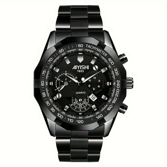 Trendy Business Quartz Watch - Round Dial, Pointer Display, Calendar, Water-Resistant, Luminous Date, Stylish Timepiece for Men