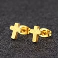 thumbnail image 4 of GKNET Surgical Steel Silver Gold Black Small Cross Ear Stud Earrings Mens Womens 2Pcs-Silver, 4 of 6