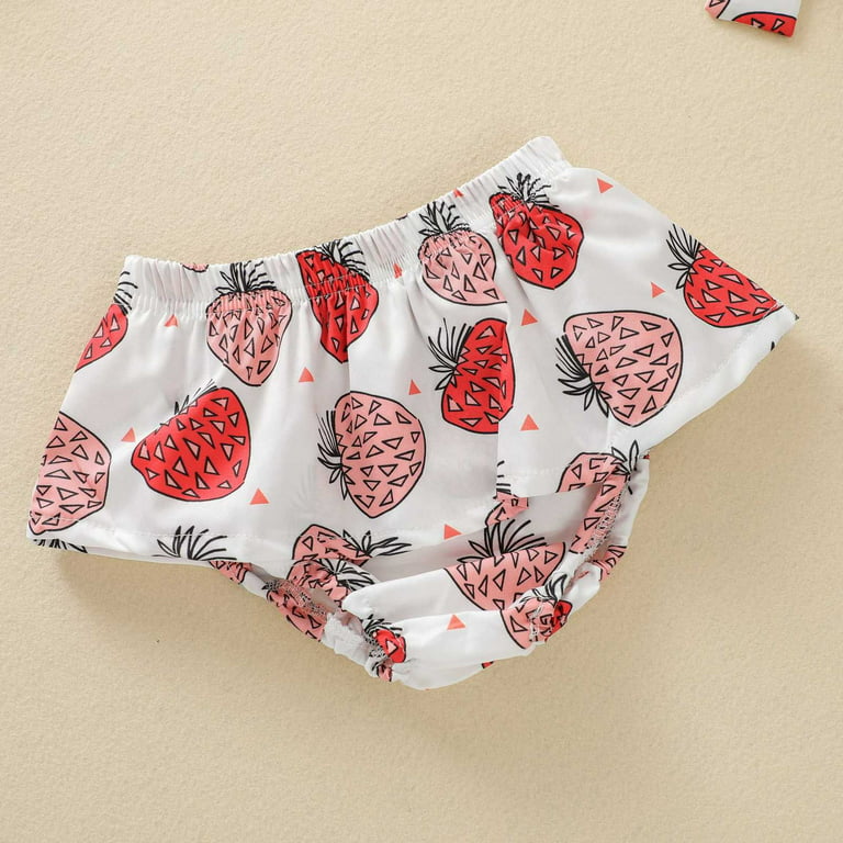 Aayomet Baby Girls Summer Green Strawberry Cartoon Pattern Set Summer  Sleeveless Climbing Suit Summer Outfits,Mint Green 6-12 Months