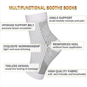 TELOLY 3Pairs Plantar Fasciitis Socks,Comfortable and Breathable Fabric Ankle Compression Sleeve, Neuropathy Socks