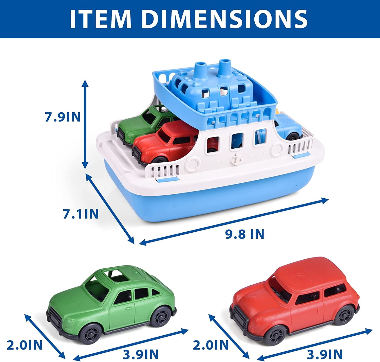 9 Pcs Toy Boat Bath Toys for Toddlers with 4 Mini Car Toys and 4 Bath Boat Squirters,Pool Beach Toys Floating Ferry Boat,Birthday Gift for Boys Girls 1-4