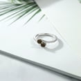 thumbnail image 3 of Gem Stone King 925 Sterling Silver Brown Smoky Quartz Bypass Ring for Women (0.76 Cttw, Gemstone Birthstone, Round 4MM, Available in Size 5, 6, 7, 8, 9), 3 of 4
