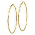 thumbnail image 2 of Real 14kt Yellow Gold Polished 2mm Lightweight Tube Hoop Earrings; for Adults and Teens; for Women and Men, 2 of 3