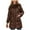 Coffee, variant on Womens Winter Hooded Parka Jacket Long Sleeve Toggle Duffle Coat with Faux Fur Trim White S