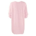 thumbnail image 5 of HNMKIU Womens Solid Color Crew Neck Long Sleeve Knitted Sweater Dress for Ladies Soft Comfortable and Versatile Pink-B,XXXXL, 5 of 6