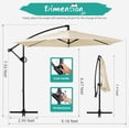 thumbnail image 4 of Shintenchi Patio Offset Umbrella with Easy Tilt Adjustment,Crank and Cross Base, Outdoor Cantilever Hanging Umbrella, Sunshade Umbrella Canopy, Cream White, 4 of 8