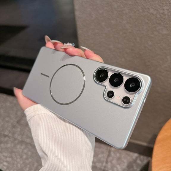 Designed for Samsung Galaxy S25 Magnetic Phone Case,Anti-Fingerprint Matte Skin Feel Back,Compatible with Mag-Safe,Ultra Slim Hard PC Shockproof Anti-fall Anti-Scratch Phone Case,Silver