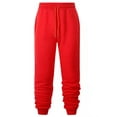 thumbnail image 7 of Frontwalk Men Solid Color Pants Casual Beam Foot Trousers Drawstring Elastic Waist Sweatpants With Pockets Red S, 7 of 7