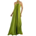 thumbnail image 3 of Womens Sleeveless Halterneck Dress Satin Maxi Dresses Holiday Evening Party Gown, 3 of 10