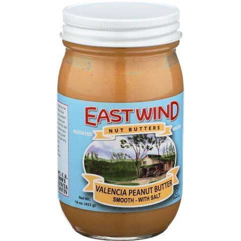 East Wind Nut Butters Gluten Free Smooth Peanut Butter with Salt, 16 Ounce -- 6 per Case.