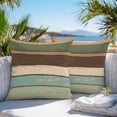 thumbnail image 4 of Outdoor Pillow Cover Green Brown Beige Stripes Set of 2 Waterproof Throw Pillowcases Wood Background Decorative Patio Furniture Pillows for Couch Garden Indoor & Outdoor Use, 4 of 9