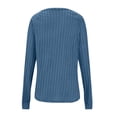 thumbnail image 6 of QUNYINEY Ribbed Knit Womens Sweaters Solid Blue Pullover Crew Neck Tops Loose Lightweight Casual Long Sleeve Sweaters, 6 of 7