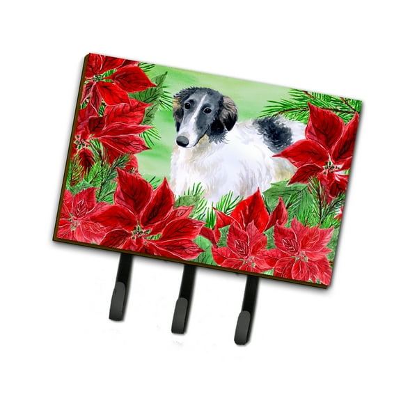 Borzoi Poinsettas Leash or Key Holder