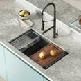 thumbnail image 6 of Tourner 32 x 19 Stainless Steel, Single Basin, Undermount Kitchen Workstation Sink in Black, 6 of 15