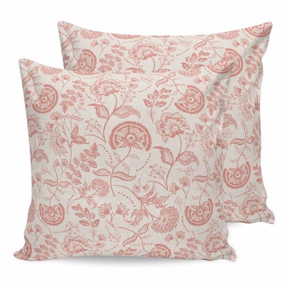 16x16 Pillow Covers Set of 2, Abstract Spring Floral Square Throw Pillow Covers for Couch/Sofa/Living Room, Farmhouse Summer Botanical Rustic Decorative Soft Pillowcases for Couch Throw Pillows