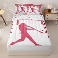 thumbnail image 3 of Homewish Pink Dripping Baseball Stitch Hitter Silhouette Graphic Zipper Twin Comforter Sets with Fitted Sheet and 2 Pillowcases,Sport Graphic Zipper Bedding Set,4-Piece, 3 of 6