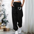 thumbnail image 2 of Sweatpants for Women Print High Waisted Comfy Lounge Jogger Cinch Bottom Pants Baggy Workout Trousers with Pockets, 2 of 5