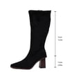 thumbnail image 5 of OKBOP Women's Knee High Boots with Mid Block Heel, Slouchy Faux Suede, Pointy Toe, Pull-On, Comfortable Fall Wear All‑Day Wear Gifts for Women Black 36 Sizes, 5 of 5
