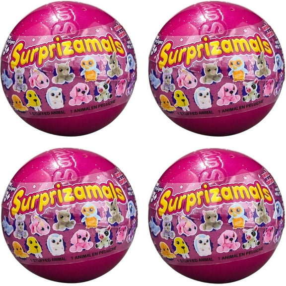 Surprizamals Series 8 - Pack of 4 Mystery Balls with Collectible Plush Toy ( Styles Will Vary)