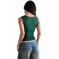 thumbnail image 3 of Button Up Tank Tops for Women Ribbed Sleeveless Button Down Shirts Vest Y2k Crop Top Basic Fitted Vest Green XL, 3 of 7