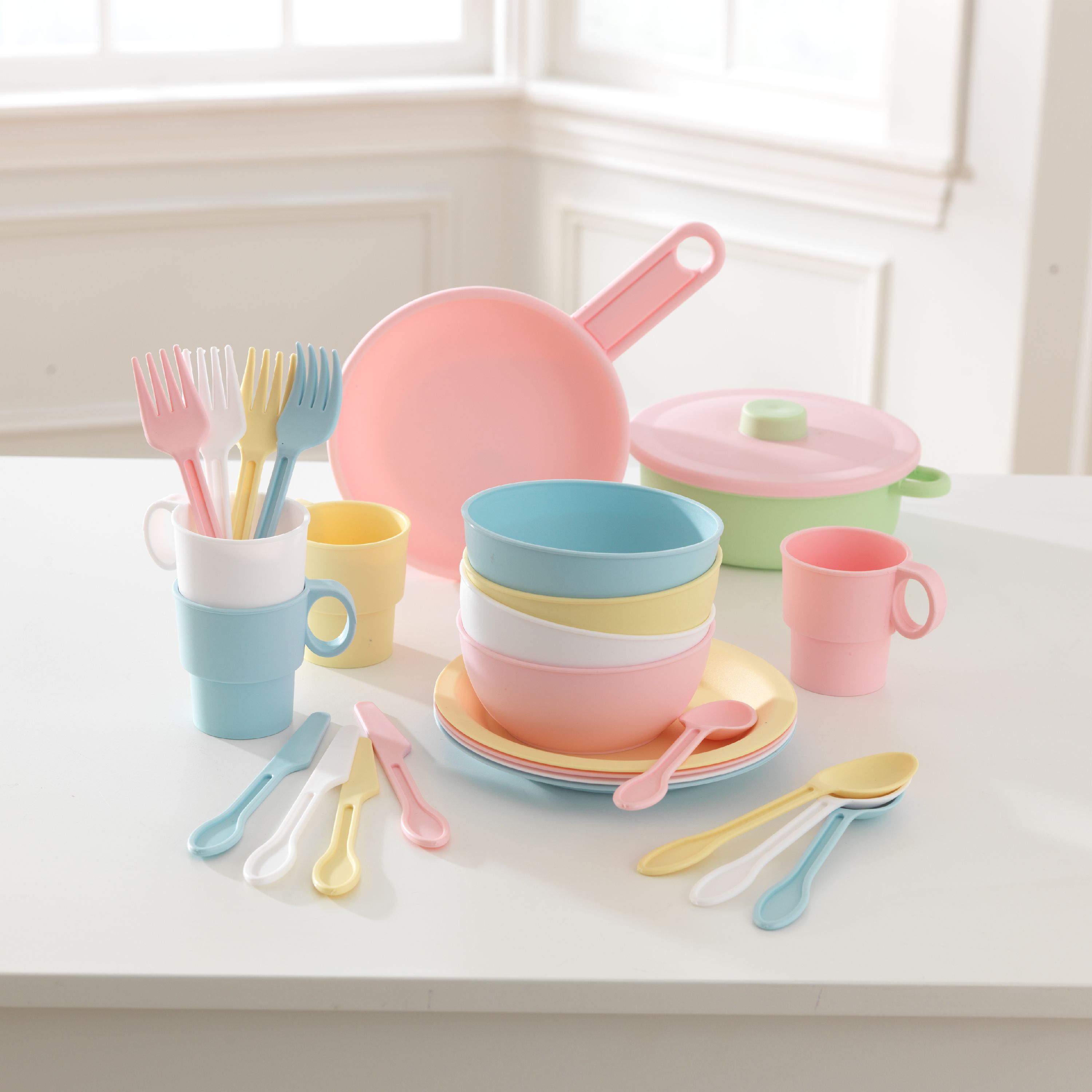 KidKraft 27-Piece Pastel Cookware Set, Plastic Dishes & Utensils for Play Kitchens - image 5 of 5