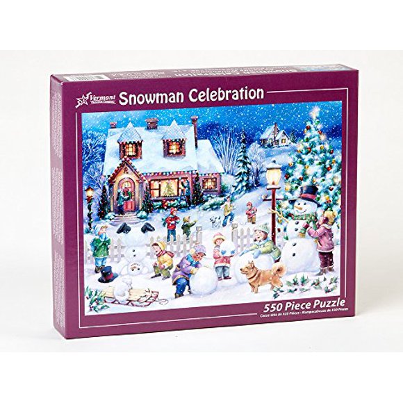 Vermont Christmas Company Snowman Celebration Jigsaw Puzzle 550 Piece