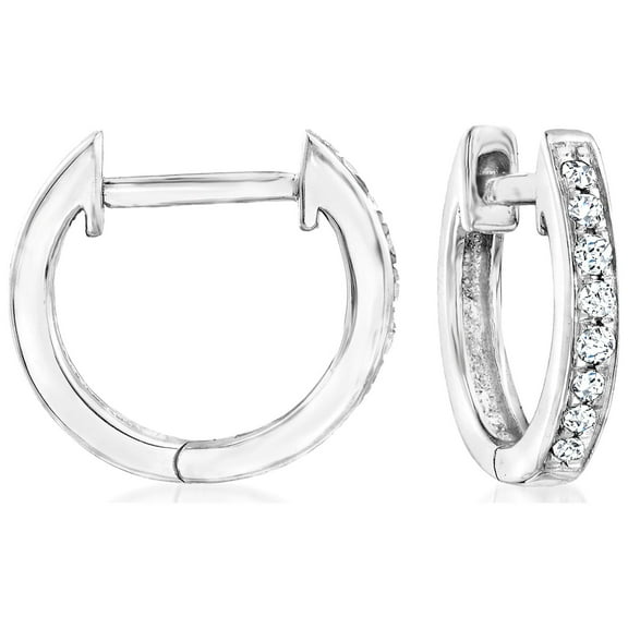 Pure Collection by Ross-Simons 0.10 ct. t.w. Diamond Huggie Hoop Earrings in Sterling Silver, Women's, Adult