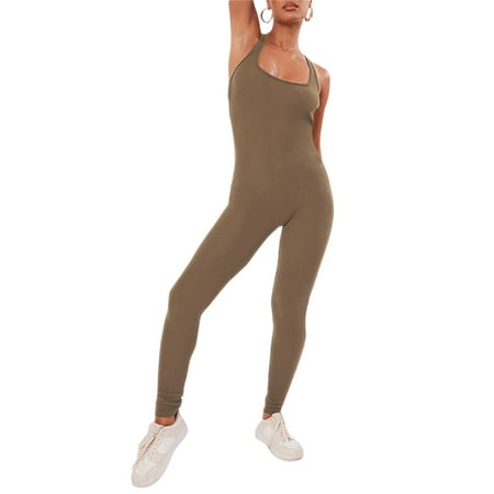 

Yoga Jumpsuits for Women Sleeveless Crisscross Backless Butt Lift Legging Romper One Piece Athletic Workout Bodycon Bodysuit