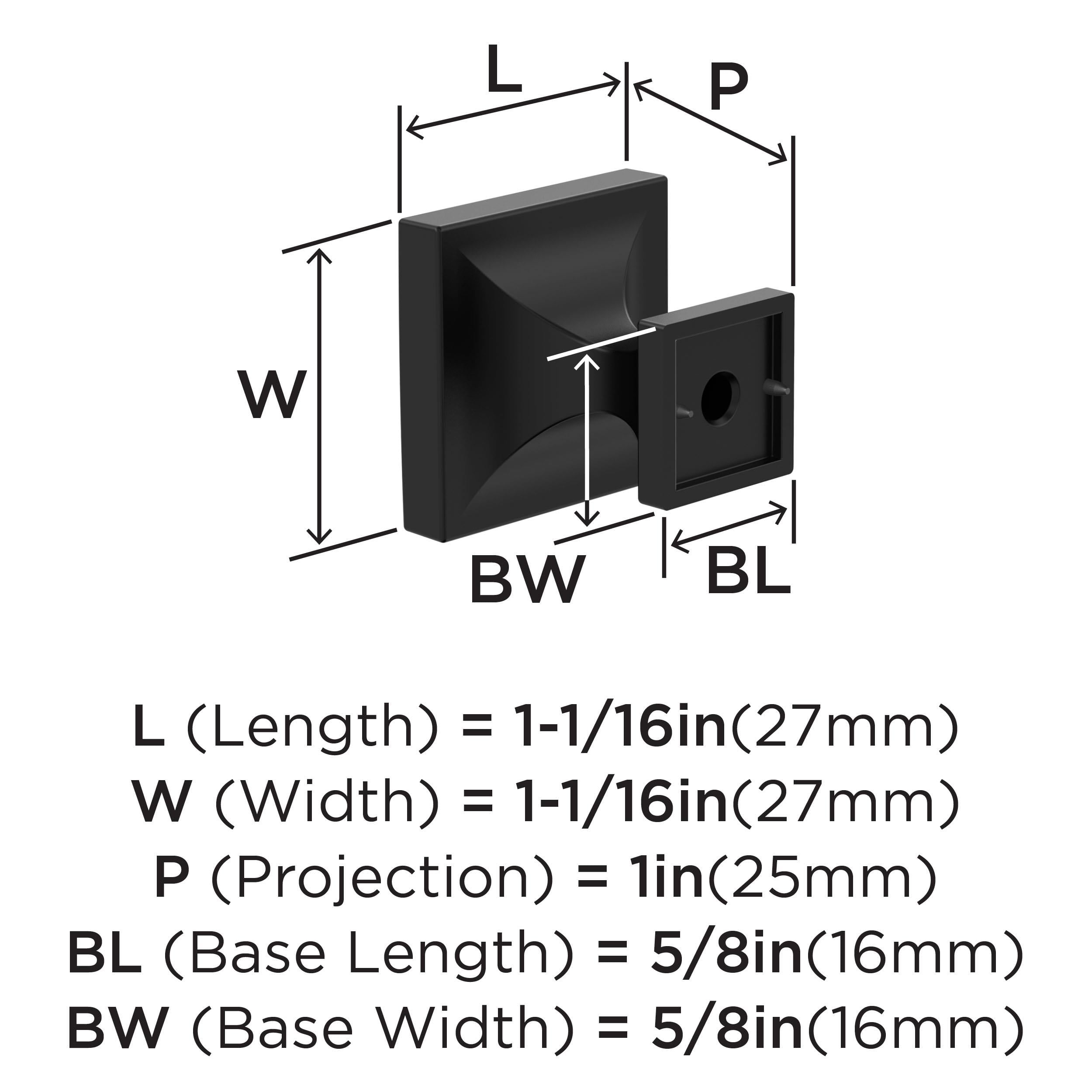 Amerock Pedestal 1-1/16 inch (27mm) Length Matte Black Cabinet Knob - 25 Pack